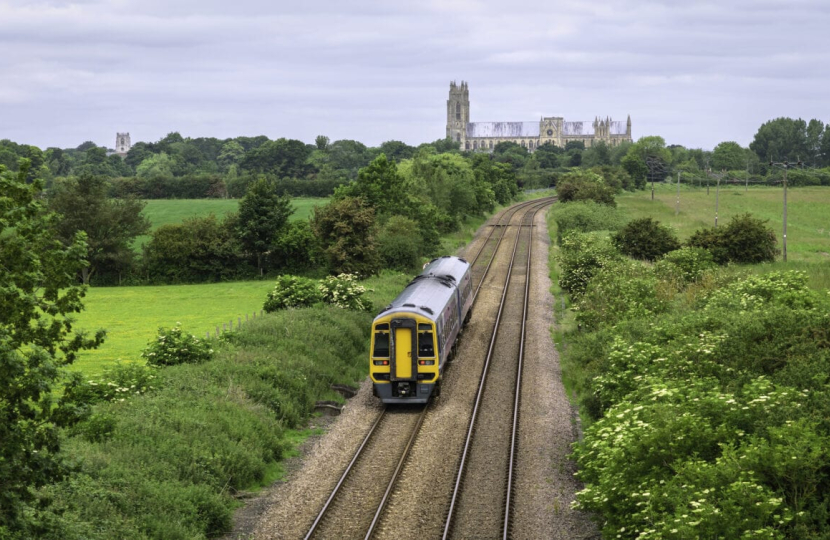Train driving towards Beverley Minster (Image credit: Sam Hewitt)