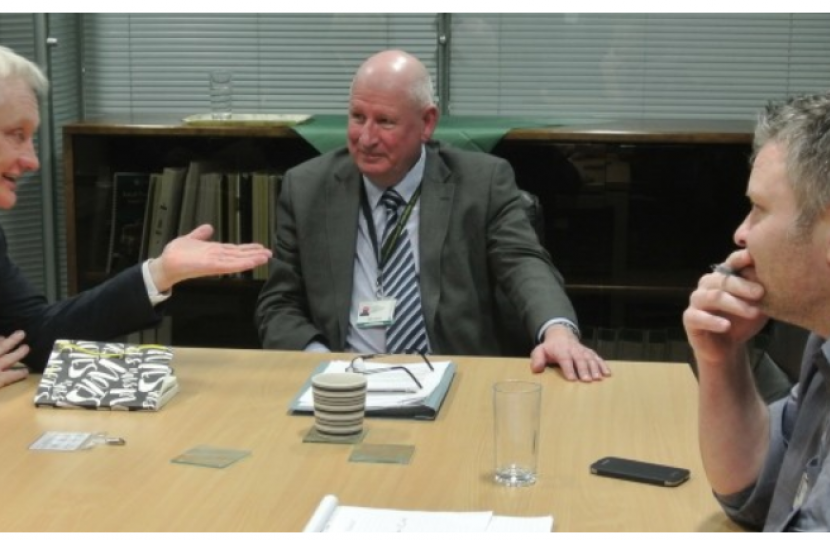 Graham with Nigel Leighton and Andy Mclachlan discussing flooding