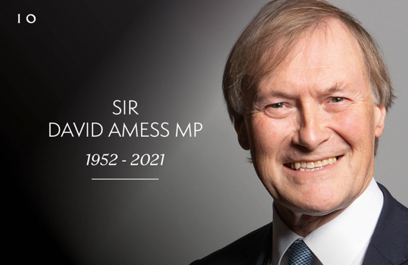 Sir David Amess memorial portrait.