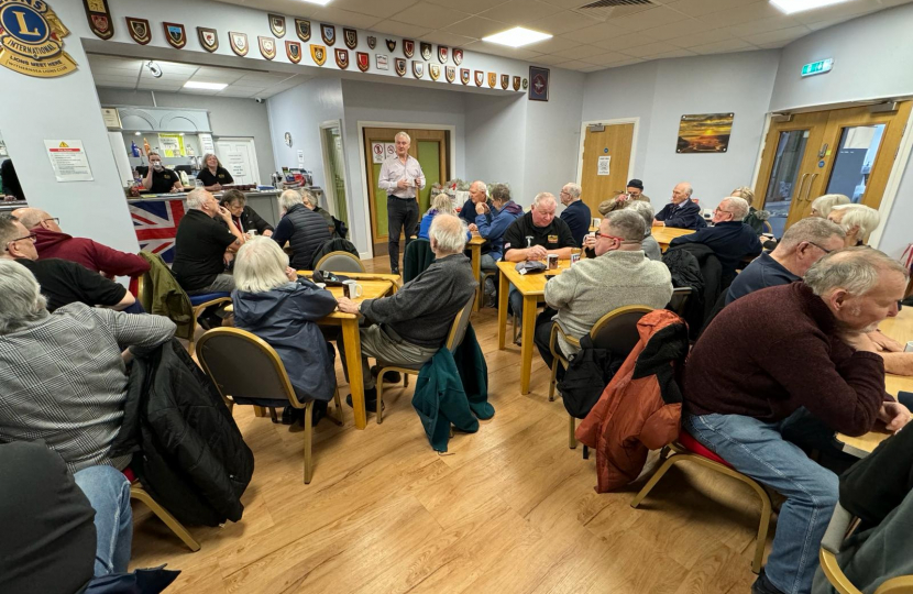 Graham Stuart MP speaking at Withernsea Armed Forces Veterans Breakfast Club