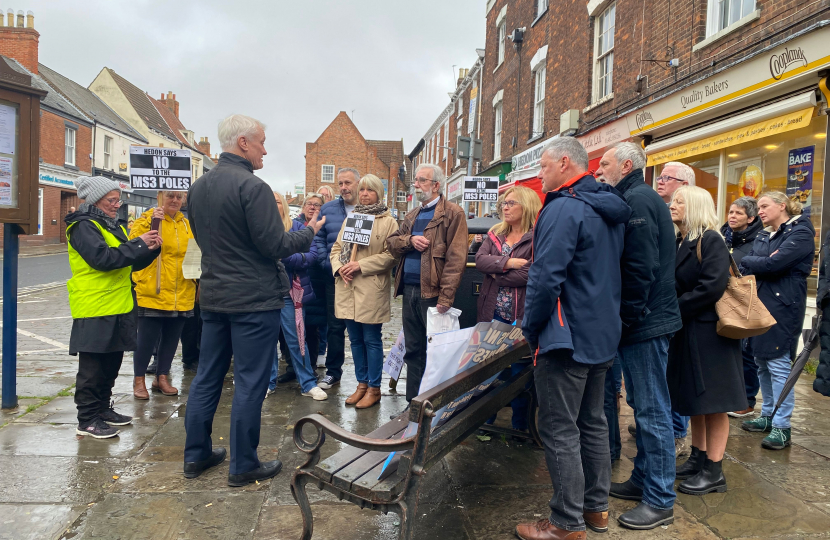 Graham Stuart MP speaking to campaigners in Hedon