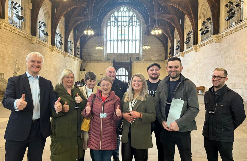 Graham Stuart MP with the Whiteheads Fish and Chip Shop Team in Westminster Hall