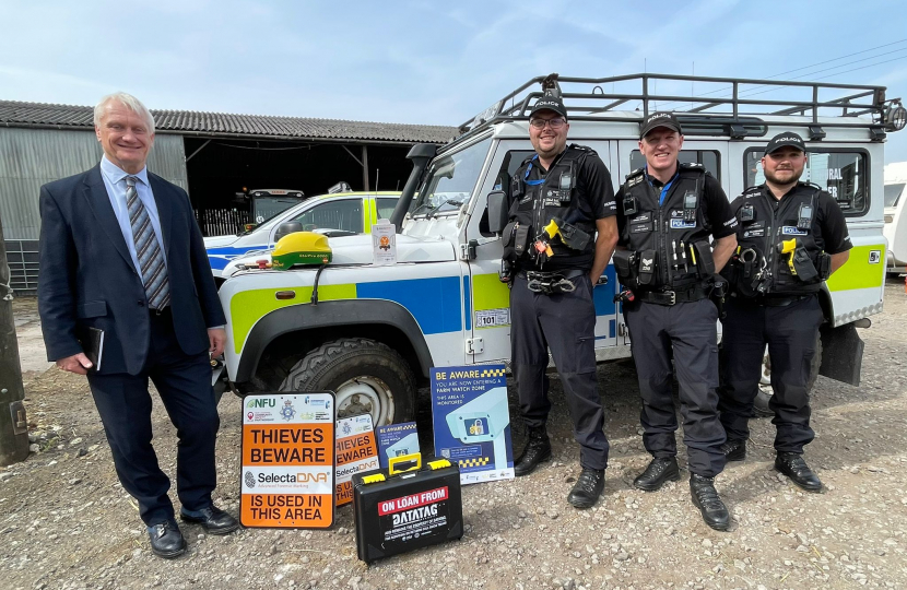 Graham Stuart with PC Rich Fussey, Sgt Kevin Jones and PC Sam Blakeborough