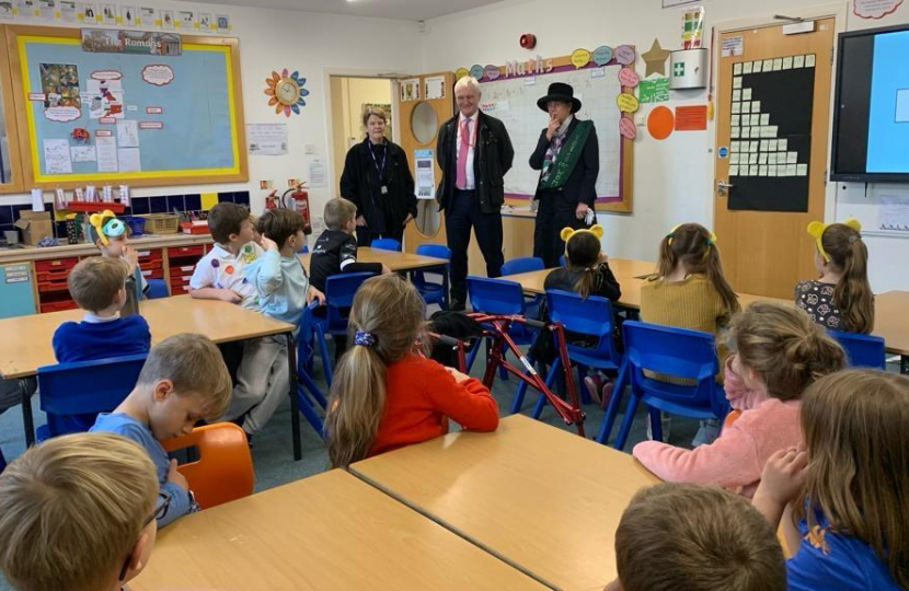 Graham speaking to pupils at Riston Primary School