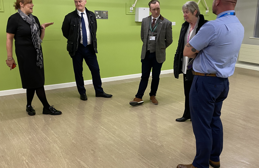 Karen Mazingham, Graham Stuart MP, Cllr Sean McMaster, Cllr Lyn Healing and Adrian Taylor at Withernsea Community Hospital