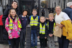 Cherry Burton Primary School students outside Downing Street