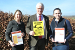 Graham with Libby Bateman (left) and Hollie Harris (right) launching the campaign against hare coursing.