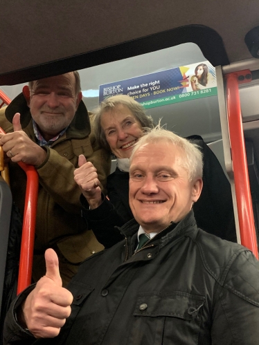 Graham on Cherry Burton bus service with Cllrs Pauline Greenwood & Kevin Beaumont.jpg