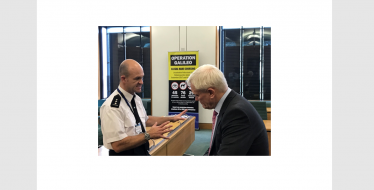 Graham with Lincolnshire Police representative at CLA Hare coursing event in Parliament.