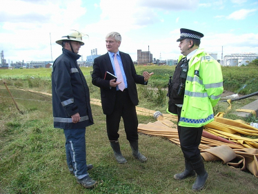 Graham with emergency services at Burstwick Clough pumping station.