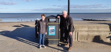 Graham with Jay Norris on Hornsea beach front.