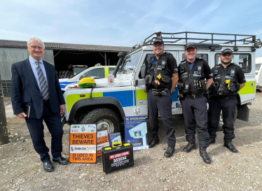 Graham Stuart with PC Rich Fussey, Sgt Kevin Jones and PC Sam Blakeborough