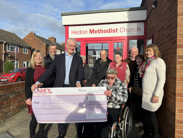 Graham with members of Hedon Methodist Church, including Ray Longhorn (in wheelchair) and Val Hoff