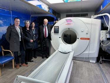 Left to Right – Cllr Sean McMaster, Cllr Lyn Healing, Michelle Clark and Graham Stuart MP at the Lung Health Check Centre in Withernsea